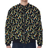 Autism Awareness Ribbon Pattern Print Zip Sleeve Bomber Jacket