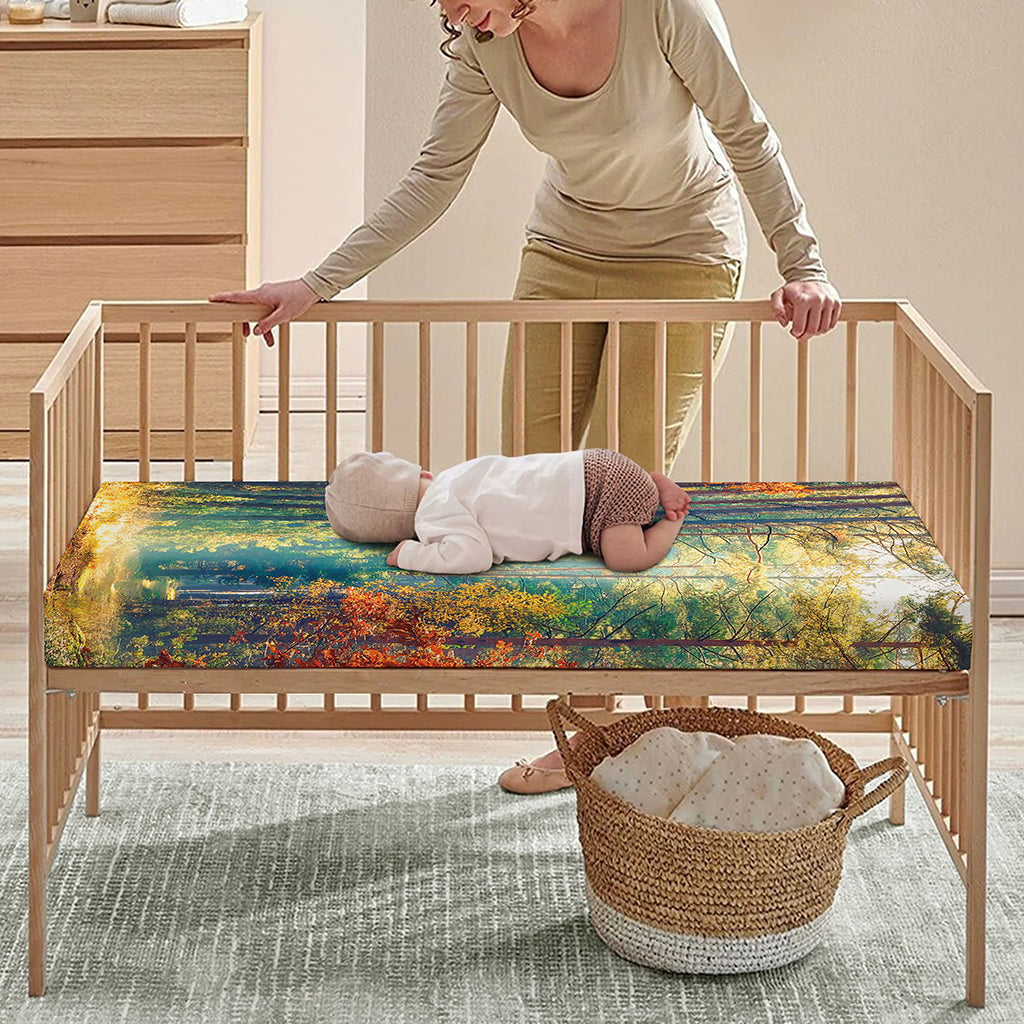 Autumn Forest Print Baby Crib Sheet