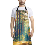Autumn Forest Print Bib Apron With Pocket