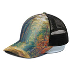 Autumn Forest Print Black Mesh Trucker Cap