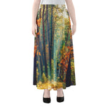 Autumn Forest Print Chiffon Maxi Skirt