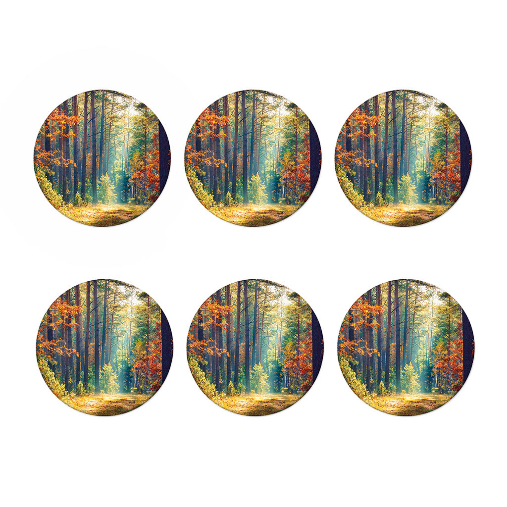Autumn Forest Print Coaster Set