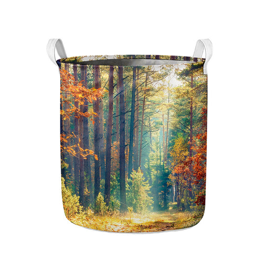Autumn Forest Print Collapsible Laundry Basket