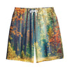 Autumn Forest Print Cotton Shorts