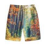 Autumn Forest Print Cotton Shorts