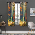 Autumn Forest Print Grommet Curtain Panels