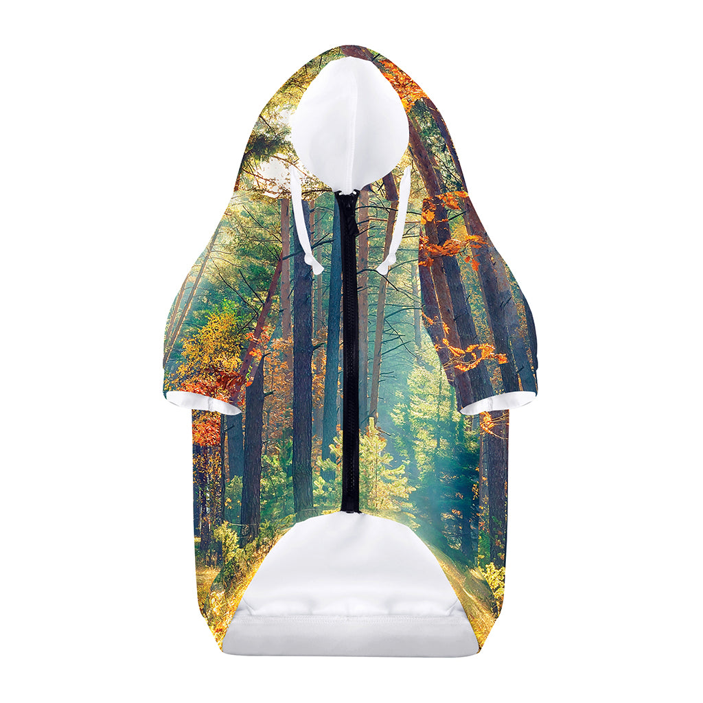Autumn Forest Print Dog Zip Up Hoodie