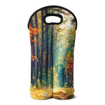 Autumn Forest Print Double Neoprene Wine Tote