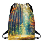 Autumn Forest Print Drawstring Backpack