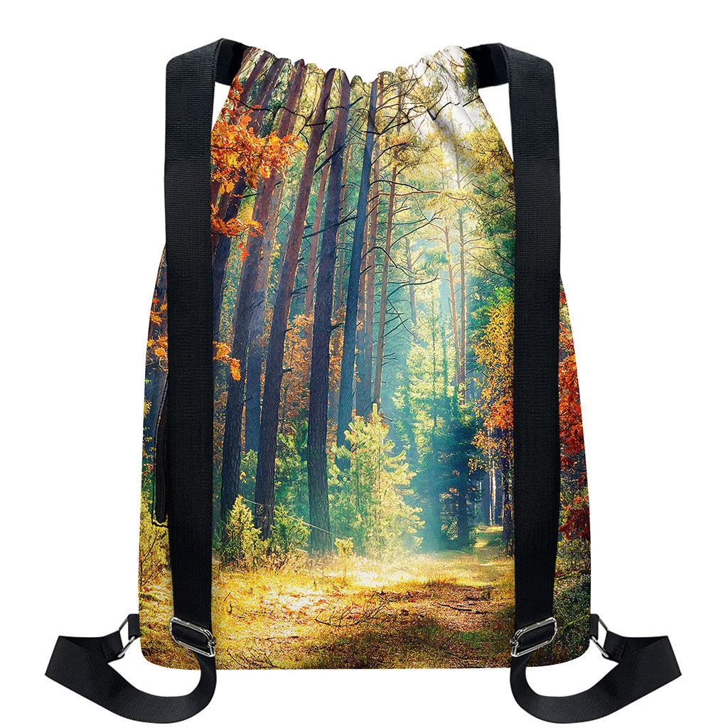 Autumn Forest Print Drawstring Backpack