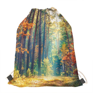 Autumn Forest Print Drawstring Bag