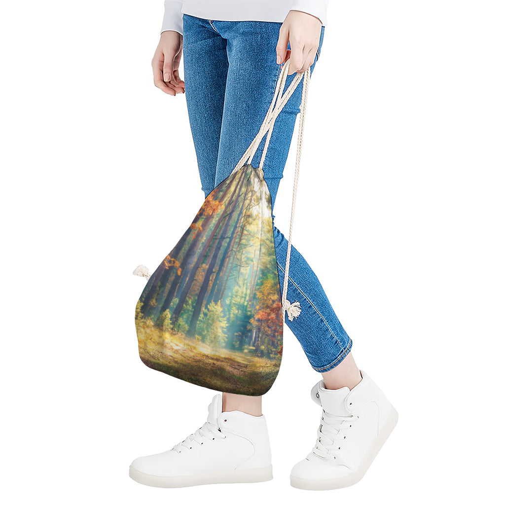 Autumn Forest Print Drawstring Bag