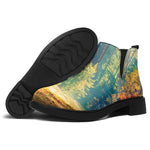 Autumn Forest Print Flat Ankle Boots