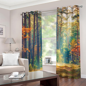 Autumn Forest Print Grommet Curtains