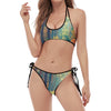 Autumn Forest Print Halter Scoop Tie Side Bikini