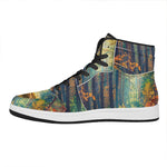 Autumn Forest Print High Top Leather Sneakers