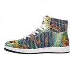 Autumn Forest Print High Top Leather Sneakers