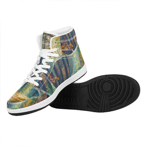 Autumn Forest Print High Top Leather Sneakers