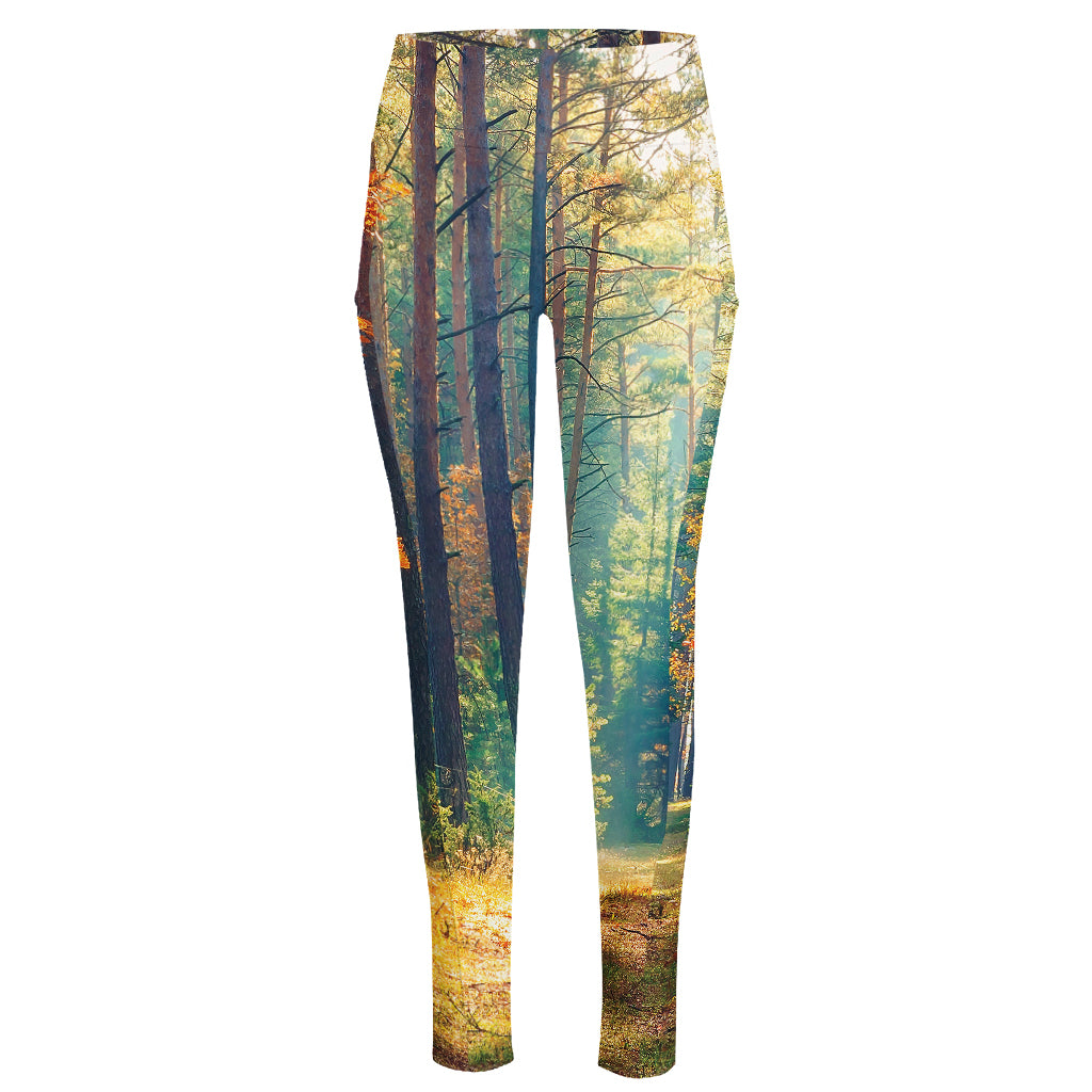 Autumn Forest Print High-Waisted Pocket Leggings