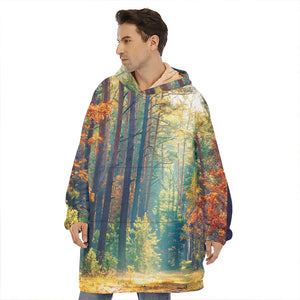 Autumn Forest Print Hoodie Blanket