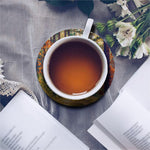 Autumn Forest Print Leather Coaster Set