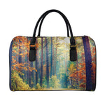 Autumn Forest Print Leather Duffle Bag