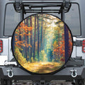 Autumn Forest Print Leather Spare Tire Cover