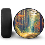 Autumn Forest Print Leather Spare Tire Cover