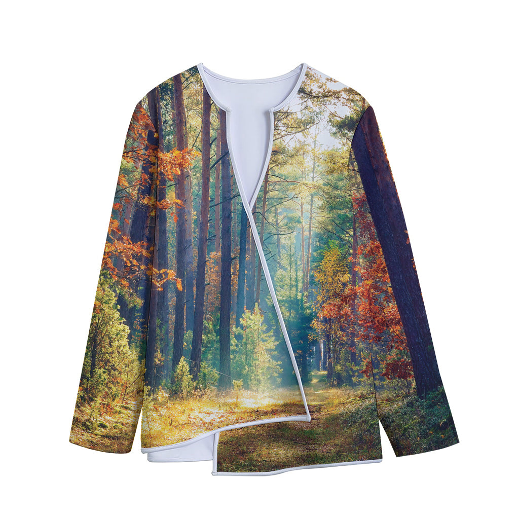 Autumn Forest Print Long Sleeve Short Coat