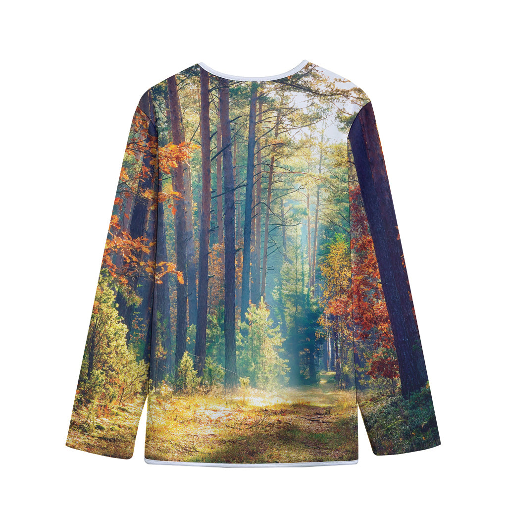 Autumn Forest Print Long Sleeve Short Coat