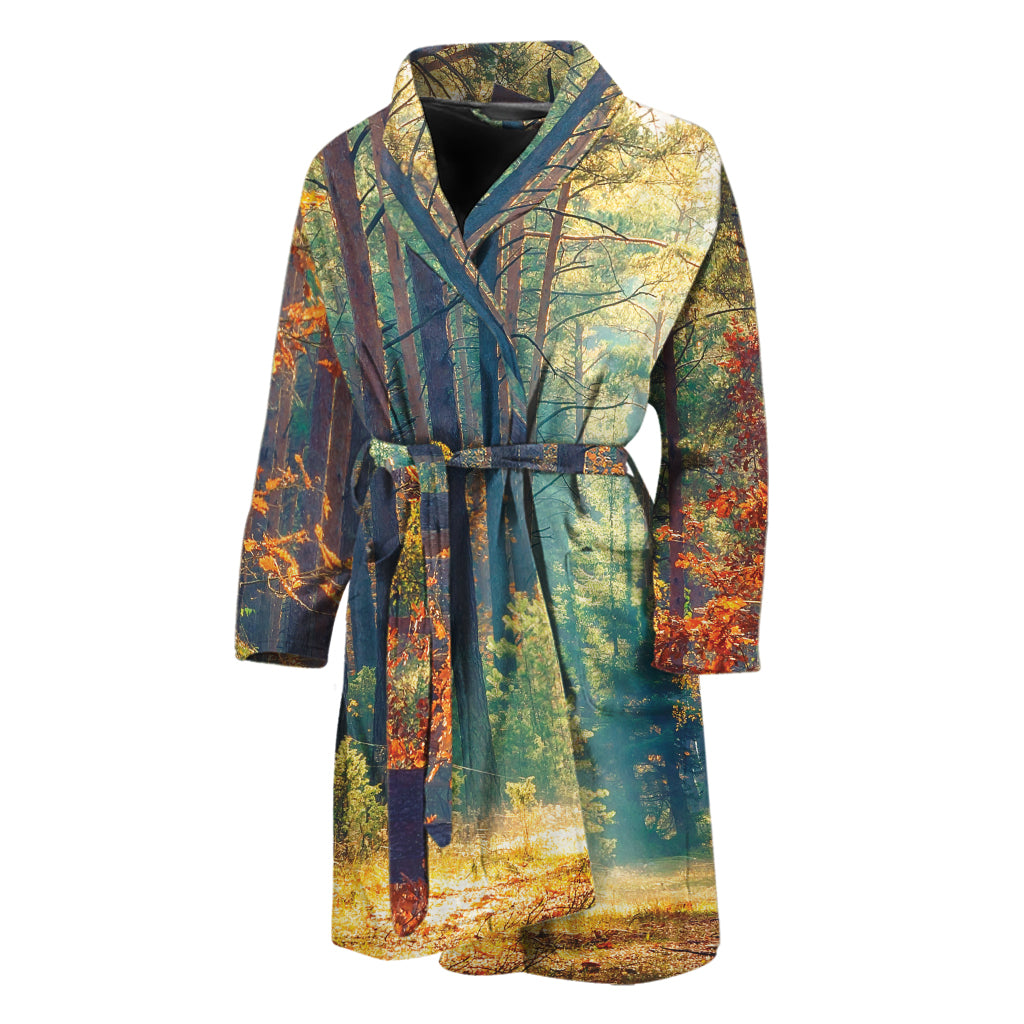 Autumn Forest Print Men's Bathrobe