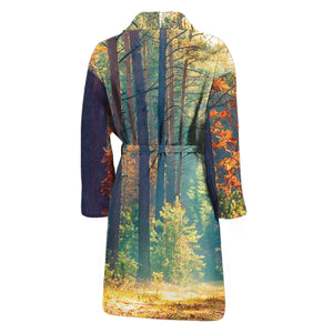 Autumn Forest Print Men's Bathrobe