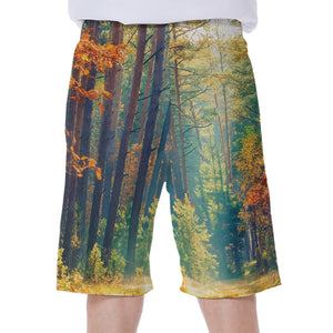 Autumn Forest Print Men's Beach Shorts