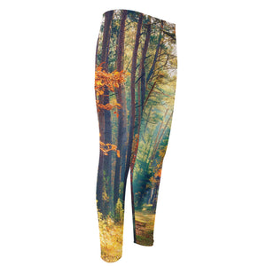 Autumn Forest Print Men's Compression Pants