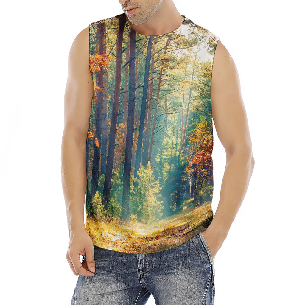 Autumn Forest Print Men's Fitness Tank Top