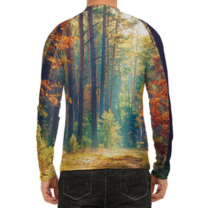 Autumn Forest Print Men's Long Sleeve Rash Guard