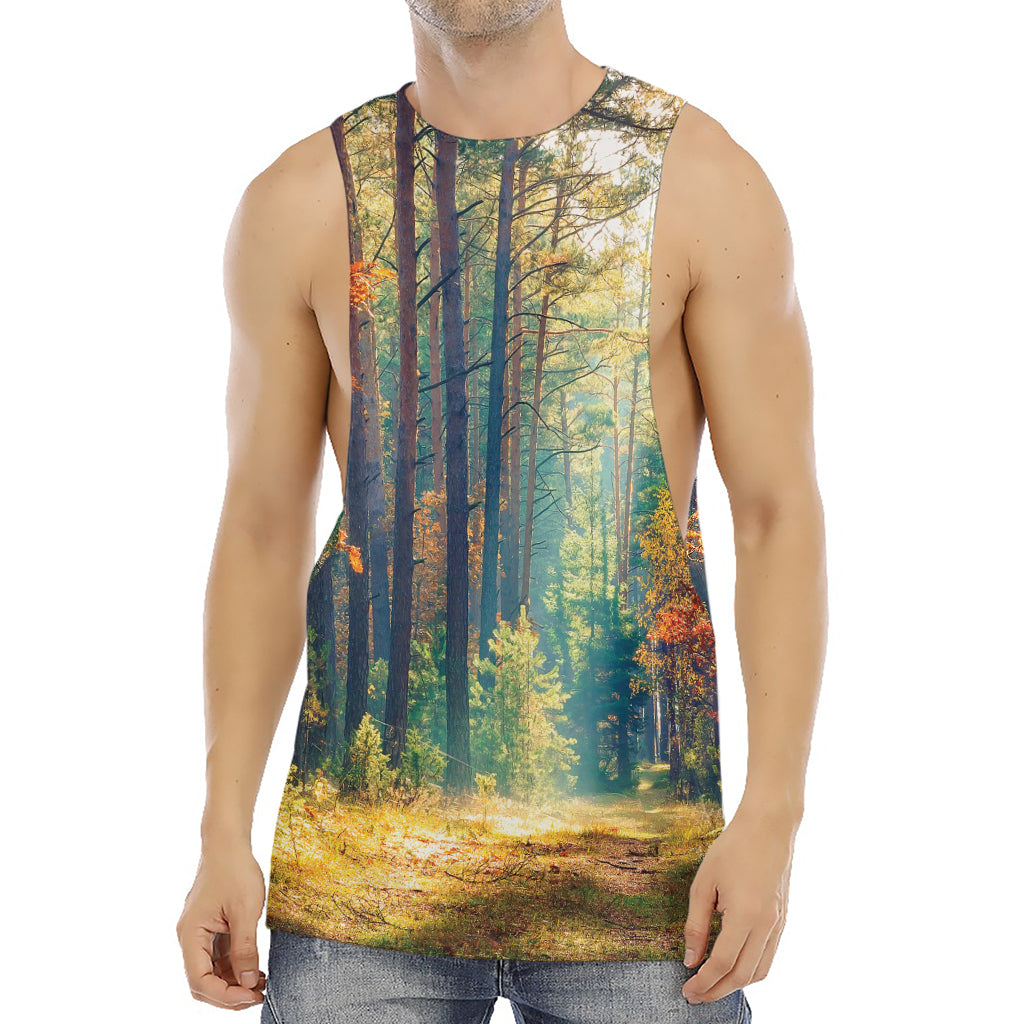 Autumn Forest Print Men's Muscle Tank Top