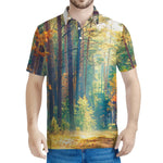 Autumn Forest Print Men's Polo Shirt