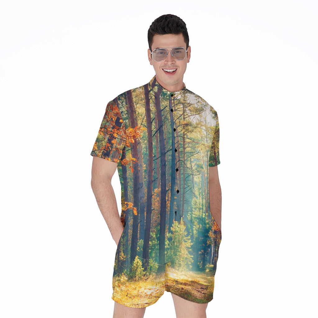 Autumn Forest Print Men's Rompers