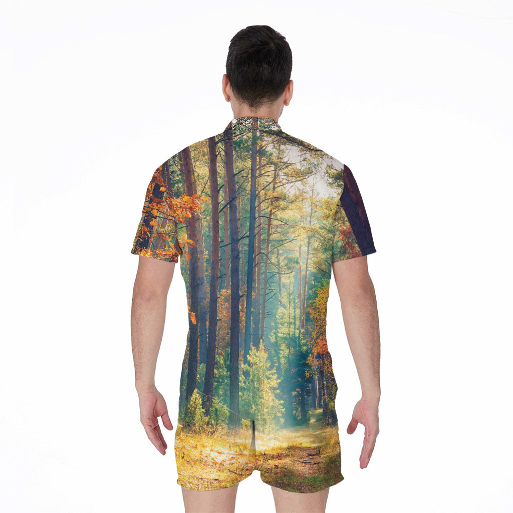 Autumn Forest Print Men's Rompers