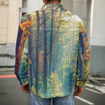 Autumn Forest Print Men's Shirt Jacket