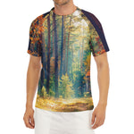 Autumn Forest Print Men's Short Sleeve Rash Guard