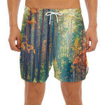 Autumn Forest Print Men's Split Running Shorts