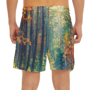 Autumn Forest Print Men's Split Running Shorts
