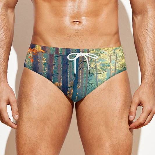 Autumn Forest Print Men's Swim Briefs