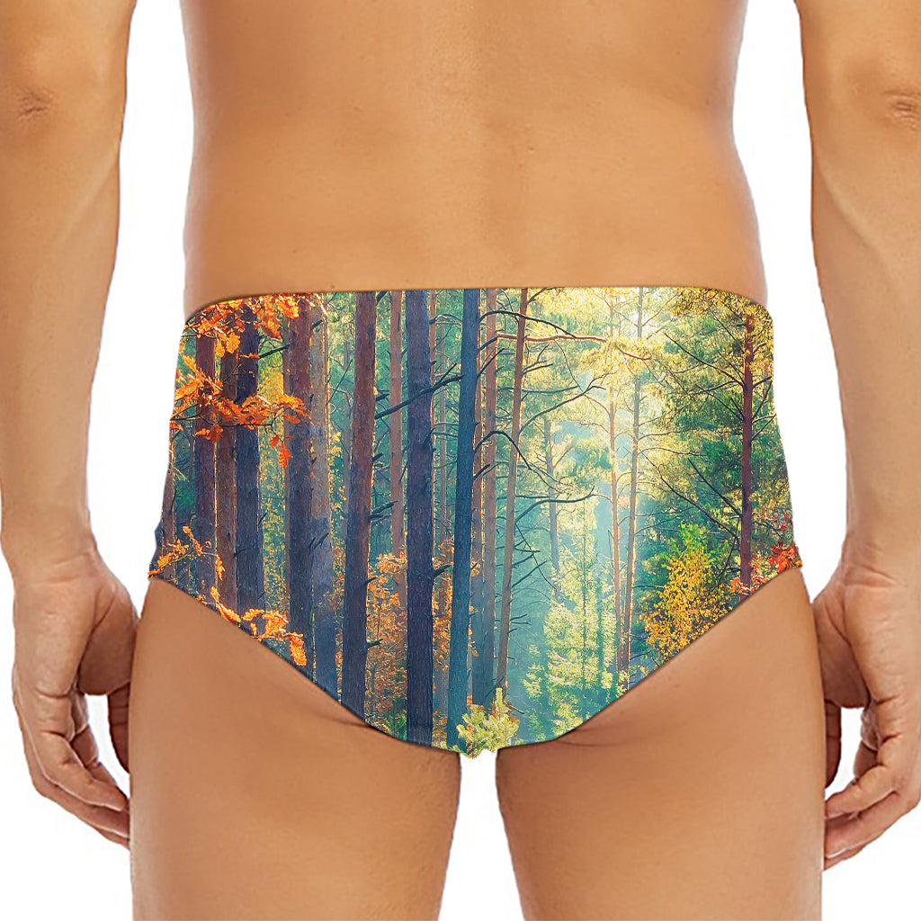 Autumn Forest Print Men's Triangle Swim Briefs