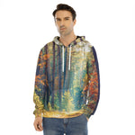 Autumn Forest Print Men's Velvet Pullover Hoodie