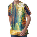 Autumn Forest Print Men's Velvet T-Shirt