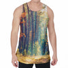 Autumn Forest Print Men's Velvet Tank Top