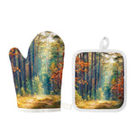 Autumn Forest Print Oven Mitt And Pot Holder Set